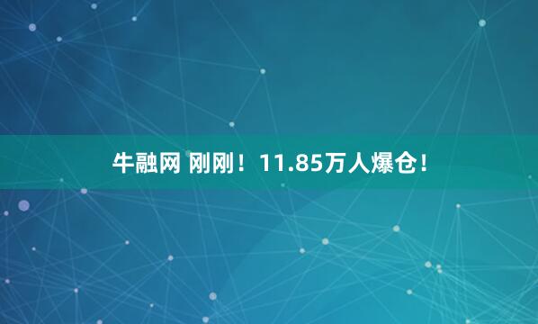 牛融网 刚刚！11.85万人爆仓！