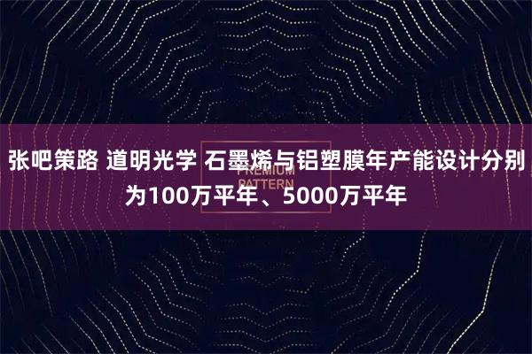 张吧策路 道明光学 石墨烯与铝塑膜年产能设计分别为100万平年、5000万平年