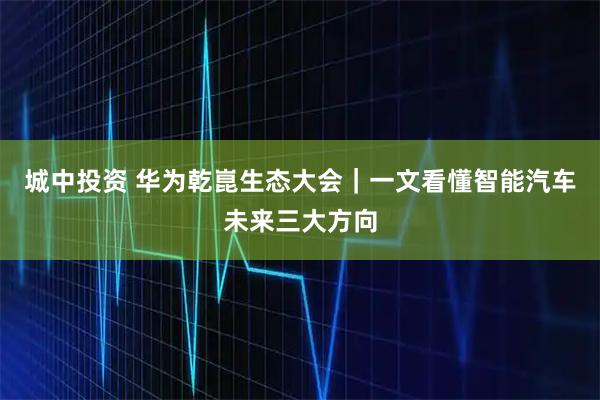 城中投资 华为乾崑生态大会｜一文看懂智能汽车未来三大方向