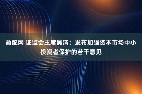 盈配网 证监会主席吴清：发布加强资本市场中小投资者保护的若干意见
