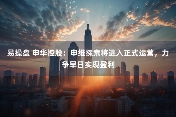 易操盘 申华控股：申维探索将进入正式运营，力争早日实现盈利